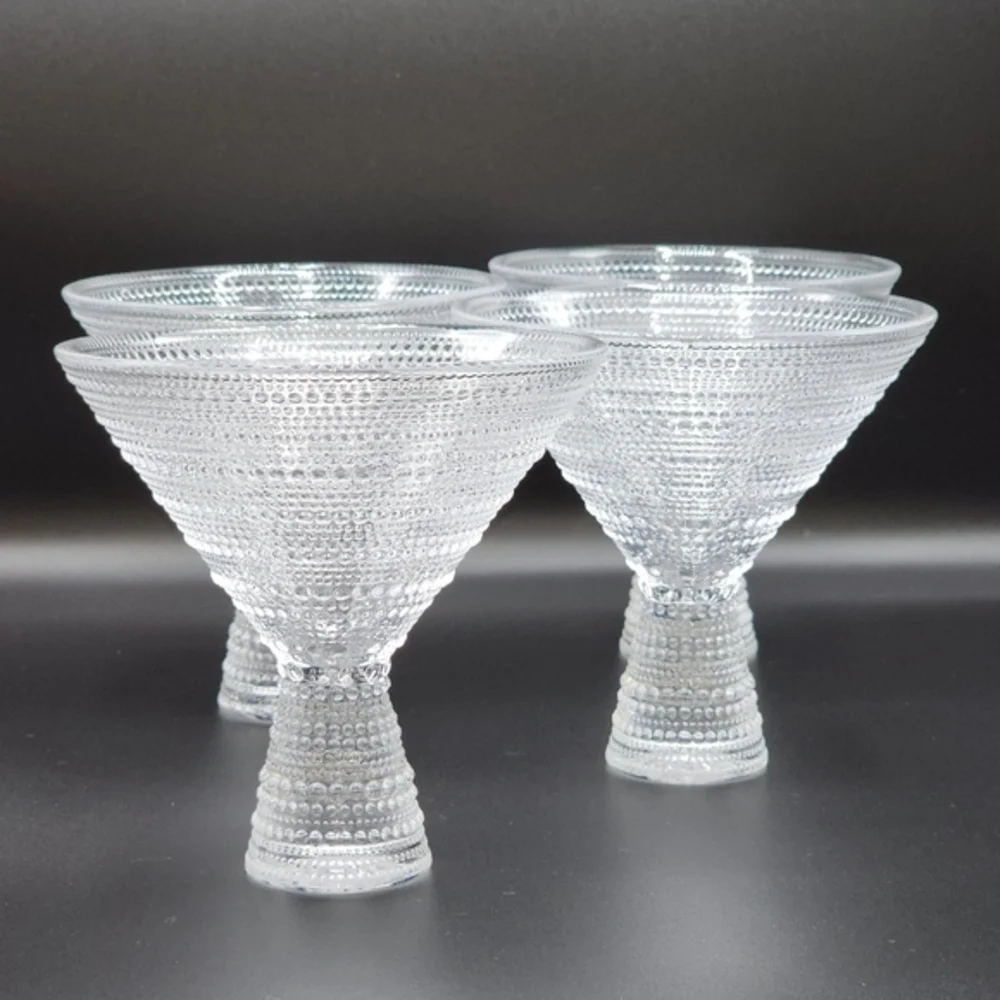 Fortessa Jupiter Beaded Martini Glass Set of 2 Embossed texture 11.5oz Drinkware